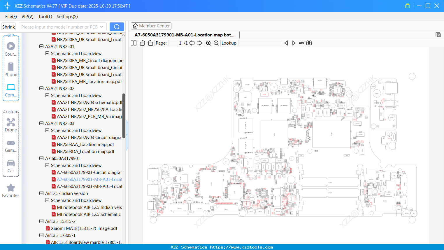 Laptop Xiaomi A7-6050A3179901-MB-A01-Location Map Bot